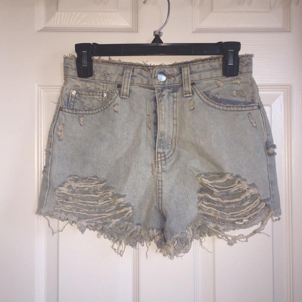 NASTYGAL Destroyed High Waisted Shorts